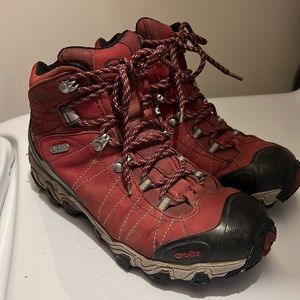 Oboz Bridger Red Leather Waterproof Hiking Boots 9W